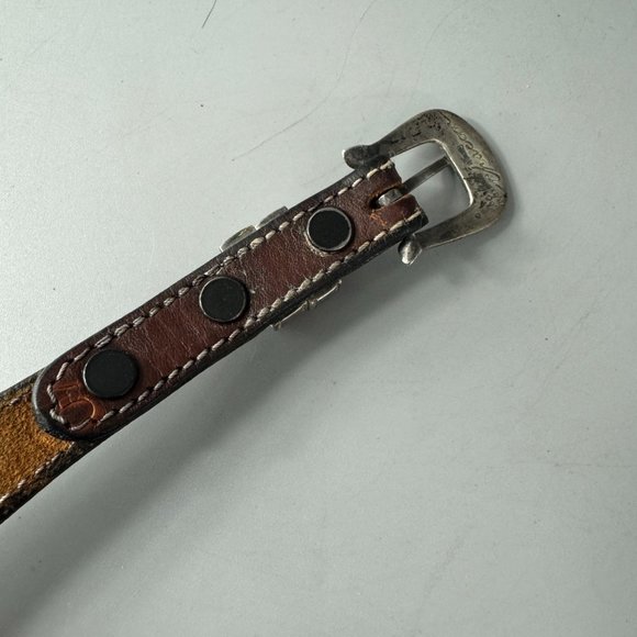 Vintage Chacon Sterling Silver Buckle Leather Belt - Picture 10 of 15